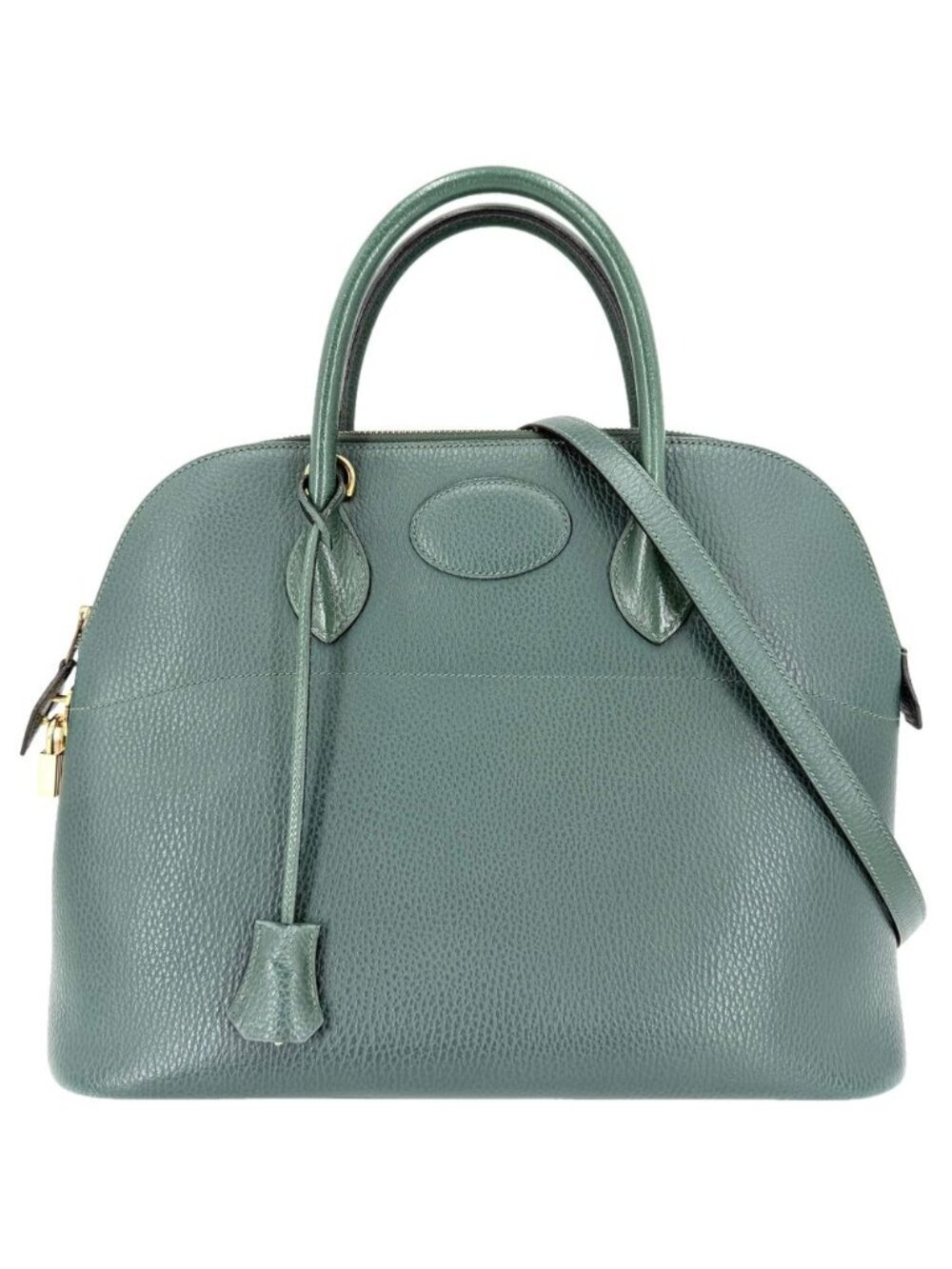 Hermes 2-Way Bolide 35 Handbag Shoulder Bag Crossbody Leather Green Gold Vintage